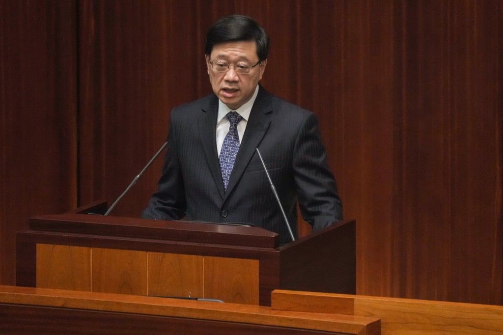 Chief Executive John Lee attends a Q&A session on Thursday morning. Photo: Elson Li