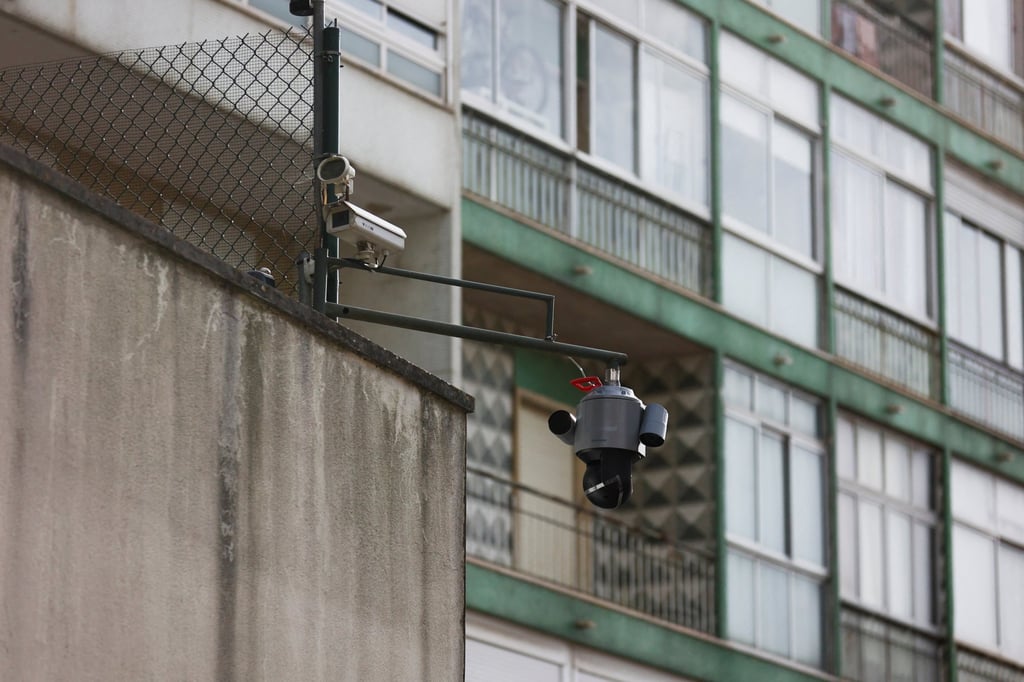 A surveillance camera is seen pointed to the exterior of the Chinese embassy in Lisbon, Portugal in December. Photo: Reuters