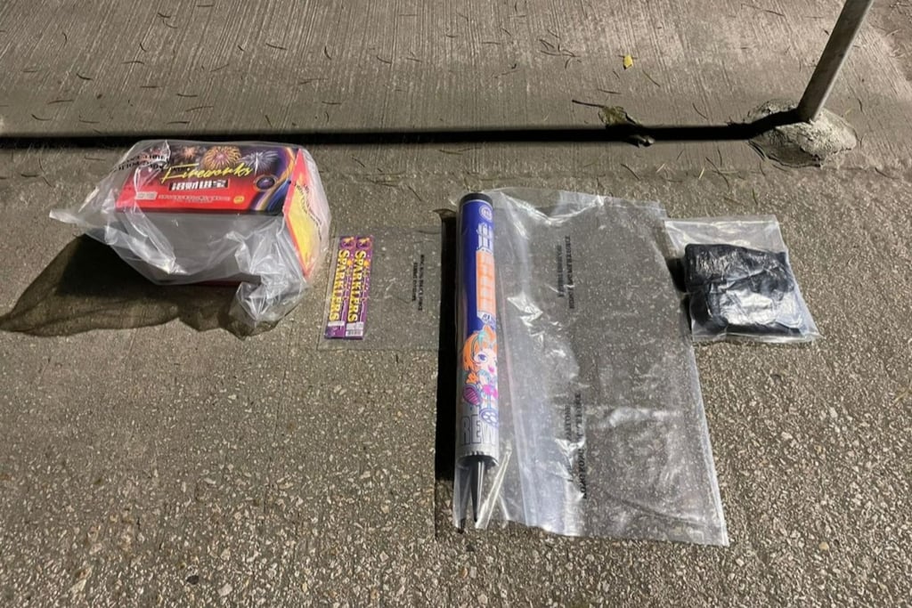 Firework seized by police in Ma On Shan. Photo: Handout