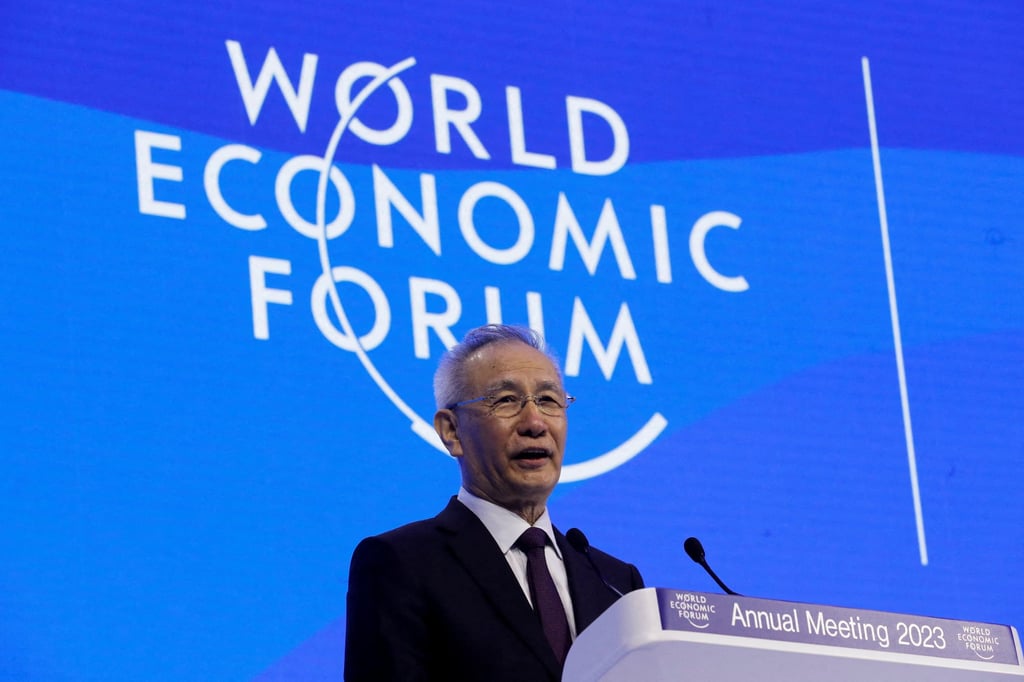 China’s Vice-Premier Liu He addresses the World Economic Forum in Davos, Switzerland on Tuesday. Photo: Reuters