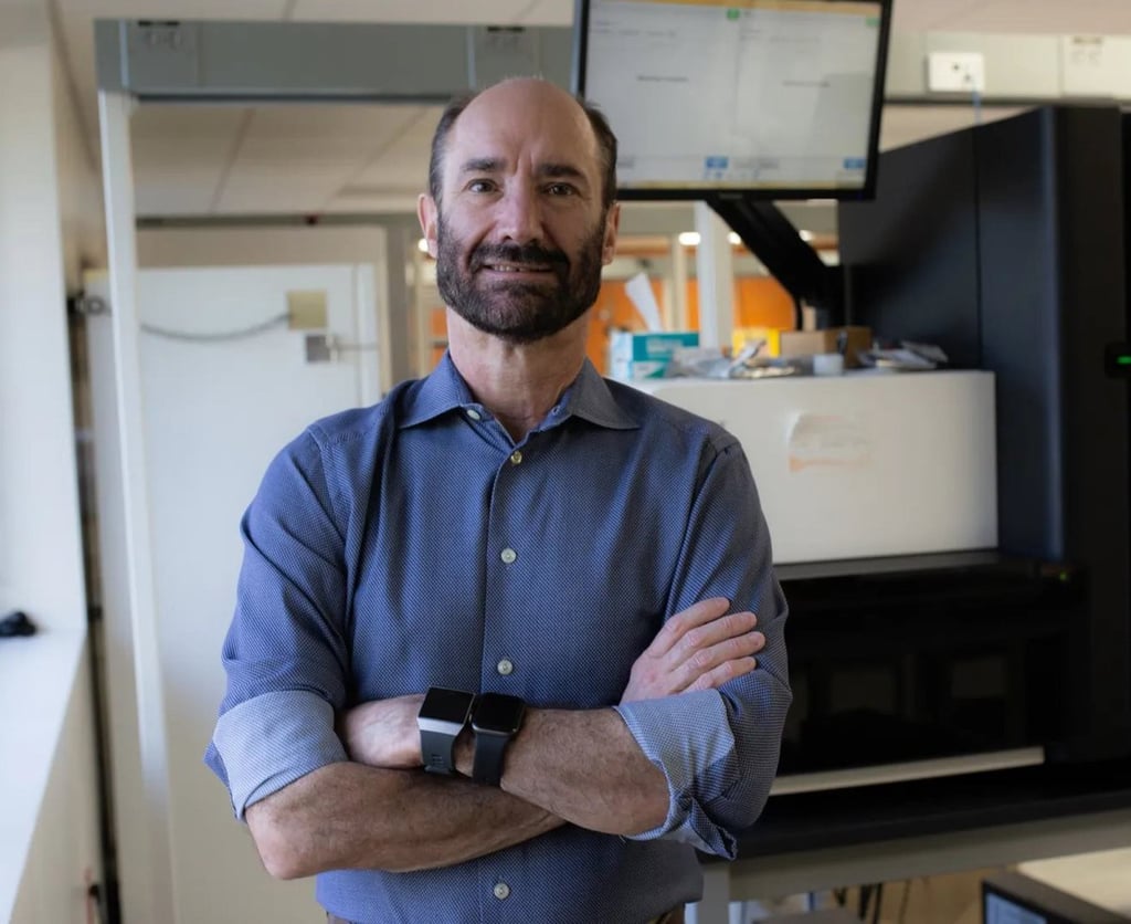 Geneticist Michael Snyder has developed a simple finger prick blood test that reveals a trove of genetic data, and can easily be performed at home. Photo: Stanford Medicine Geneticist Michael Snyder has developed a simple finger prick blood test that reveals a trove of genetic data, and can easily be performed at home. Photo: Stanford Medicine