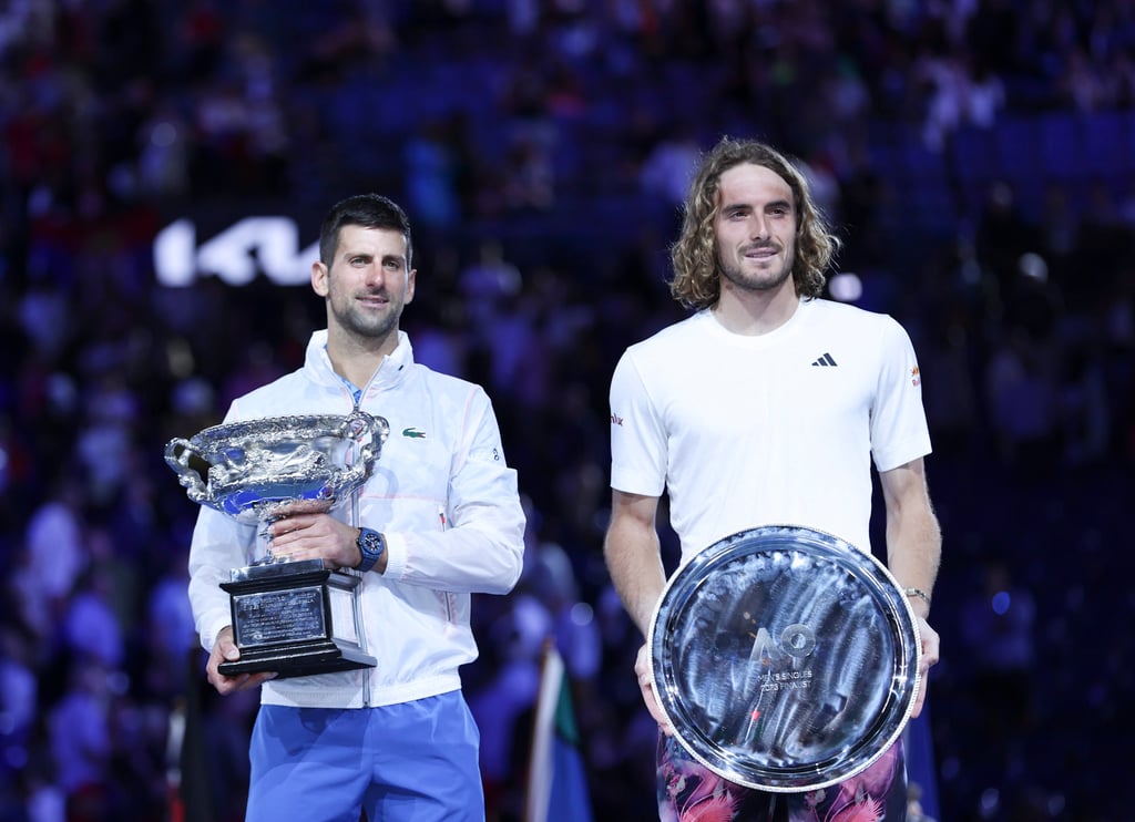 Novak Djokovic (left) and Stefanos Tsitsipas after the men’s singles final at the Australian Open. Photo: Xinhua Novak Djokovic (left) and Stefanos Tsitsipas after the men’s singles final at the Australian Open. Photo: Xinhua