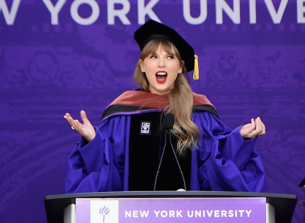 Taylor Swift delivers the commencement address to New York University graduates in May 2022, in New York. Photo: AFP Taylor Swift delivers the commencement address to New York University graduates in May 2022, in New York. Photo: AFP