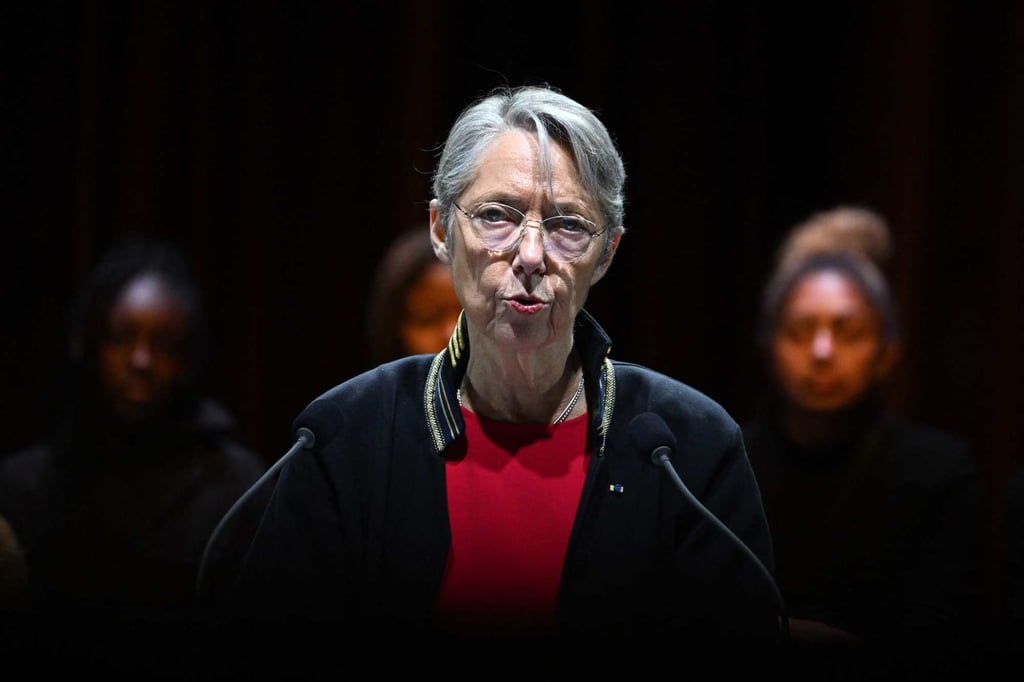 French Prime Minister Elisabeth Borne speaks to present the National Plan against racism, antisemitism and ethnic discrimination at the Arab World Institute in Paris on Monday. Photo: AFP
