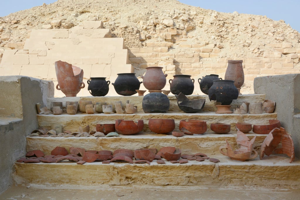 Vessels from an embalming workshop in Saqqara, Egypt. Photo: Saqqara Saite Tombs Project, University of Tubingen via AP