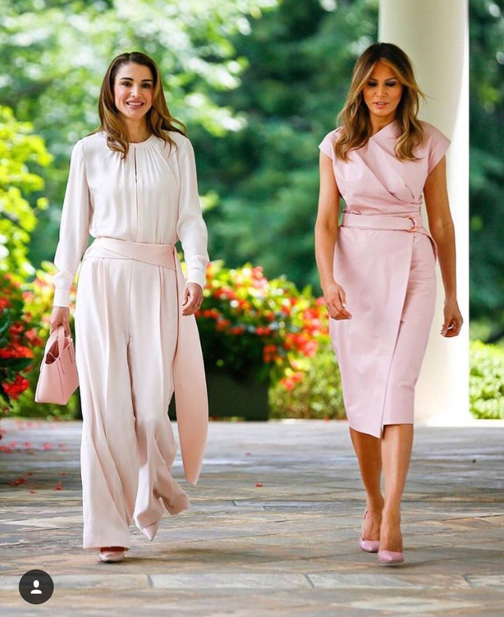 Queen Rania with former first lady Melania Trump in 2018. Photo: @queenrania/Instagram