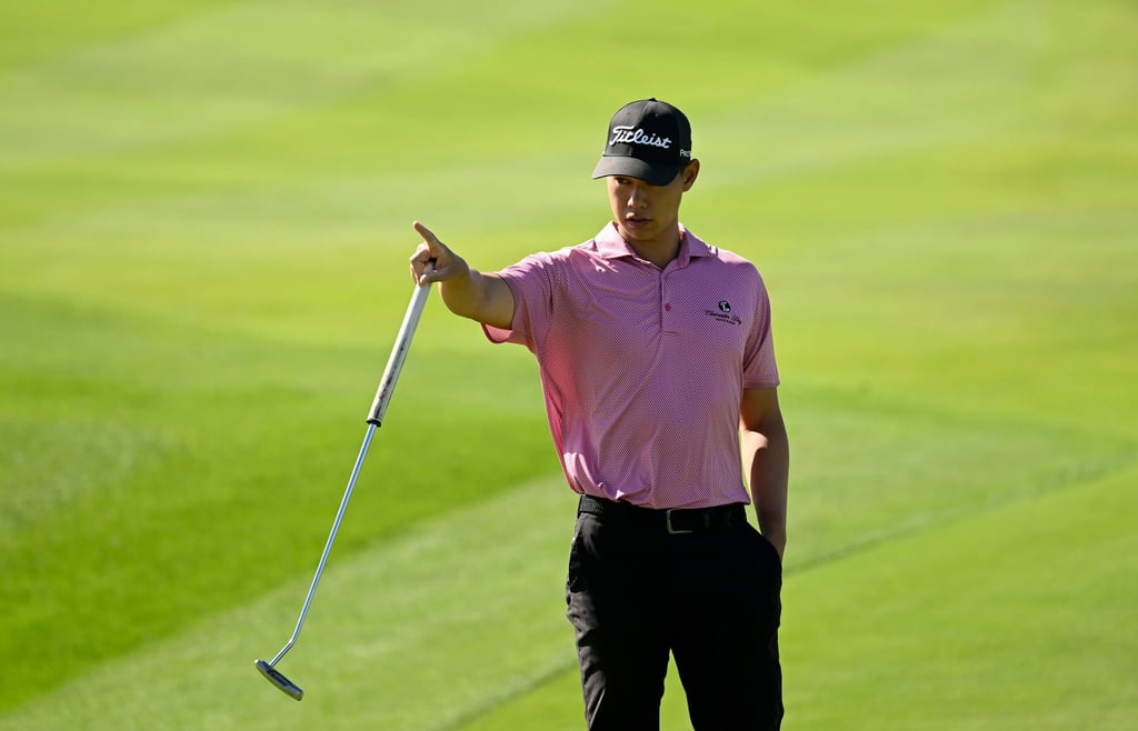 Matthew Cheung lines up a putt during the first round of the PIF Saudi International at Royal Greens Golf and Country Club. Photo: Asian Tour