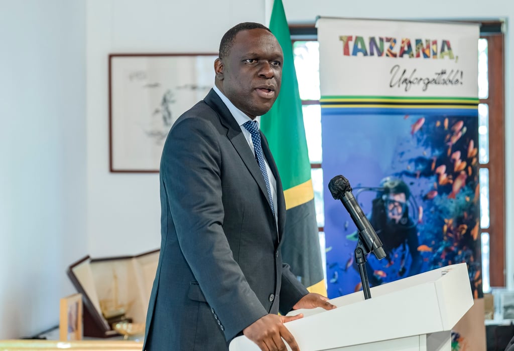 Tanzanian ambassador to Beijing Mbelwa Kairuki promotes trade with his country in Hong Kong on Thursday, his first trip to the city in three years. Photo: Handout Tanzanian ambassador to Beijing Mbelwa Kairuki promotes trade with his country in Hong Kong on Thursday, his first trip to the city in three years. Photo: Handout
