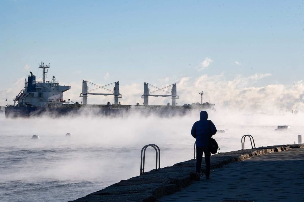 Steam rises from Boston Harbour during freezing temperature in Boston, Massachusetts, US on Saturday. Photo: AFP