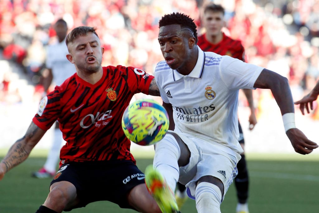 Vinicius Jnr vies with Mallorca’s Spanish defender Pablo Maffeo. Photo: AFP Vinicius Jnr vies with Mallorca’s Spanish defender Pablo Maffeo. Photo: AFP
