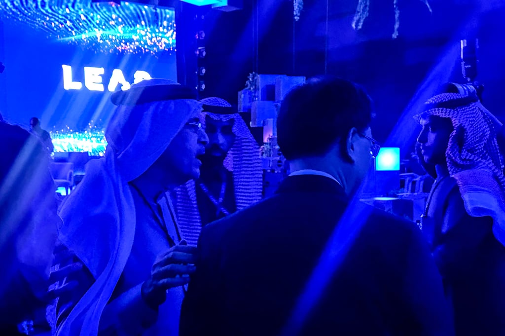 John Lee meets Aramco chief Amin Nasser at a tech conference in Riyadh. Photo: Natalie Wong John Lee meets Aramco chief Amin Nasser at a tech conference in Riyadh. Photo: Natalie Wong