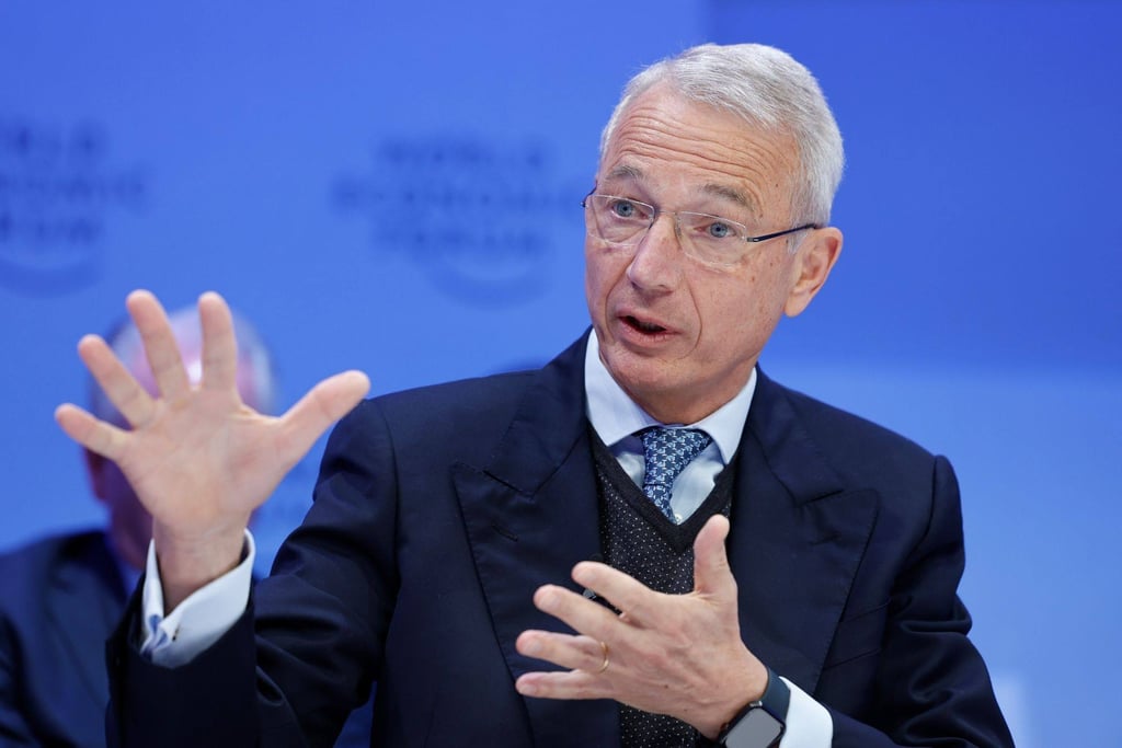 Axel Lehmann, chairman of Credit Suisse Group AG, speaks during a panel session on the opening day of the World Economic Forum (WEF) in Davos, Switzerland, on January 17, 2023. Photo: Bloomberg