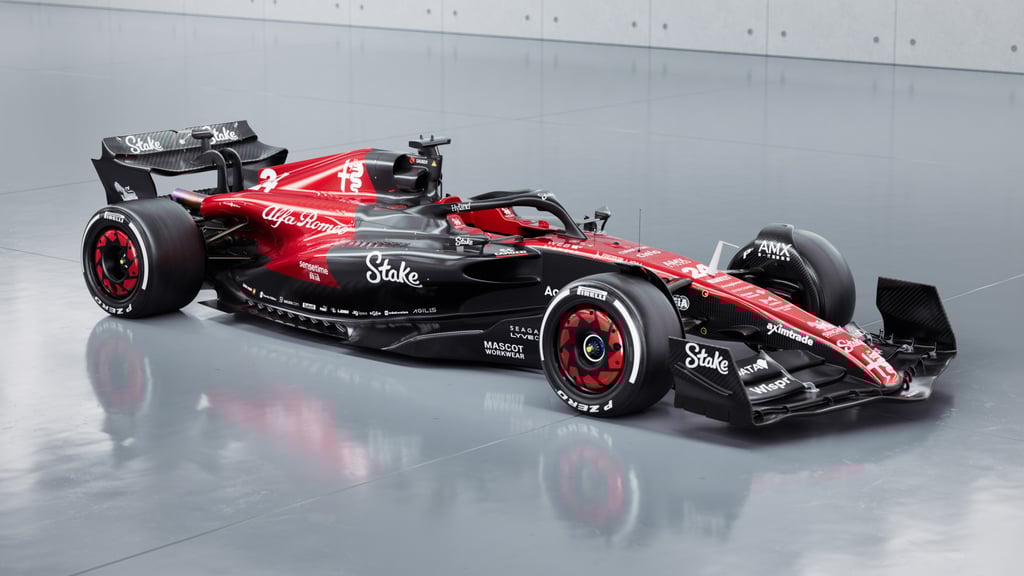 HANDOUT - 07 February 2023, Switzerland, Hinwil: A photo provided by Alfa Romeo F1 showing the new C43 race car at the team headquarters in Hinwil. Photo: -/Alfa Romeo F1 via PA Media/dpa - ATTENTION: editorial use only and only if the credit mentioned above is referenced in full