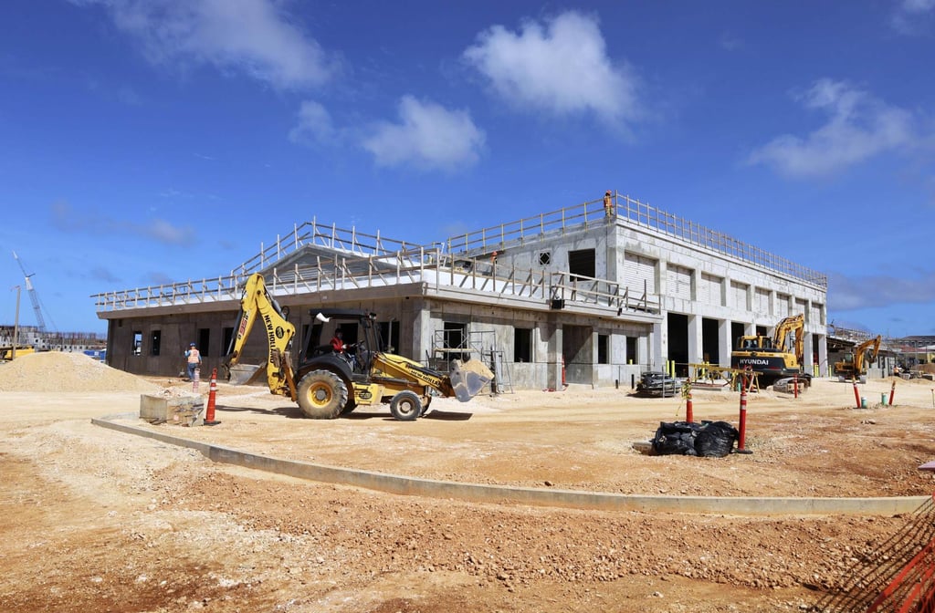 A building under construction last month at Camp Blaz, the new Marine Corps base on the US island territory of Guam. Photo: Kyodo