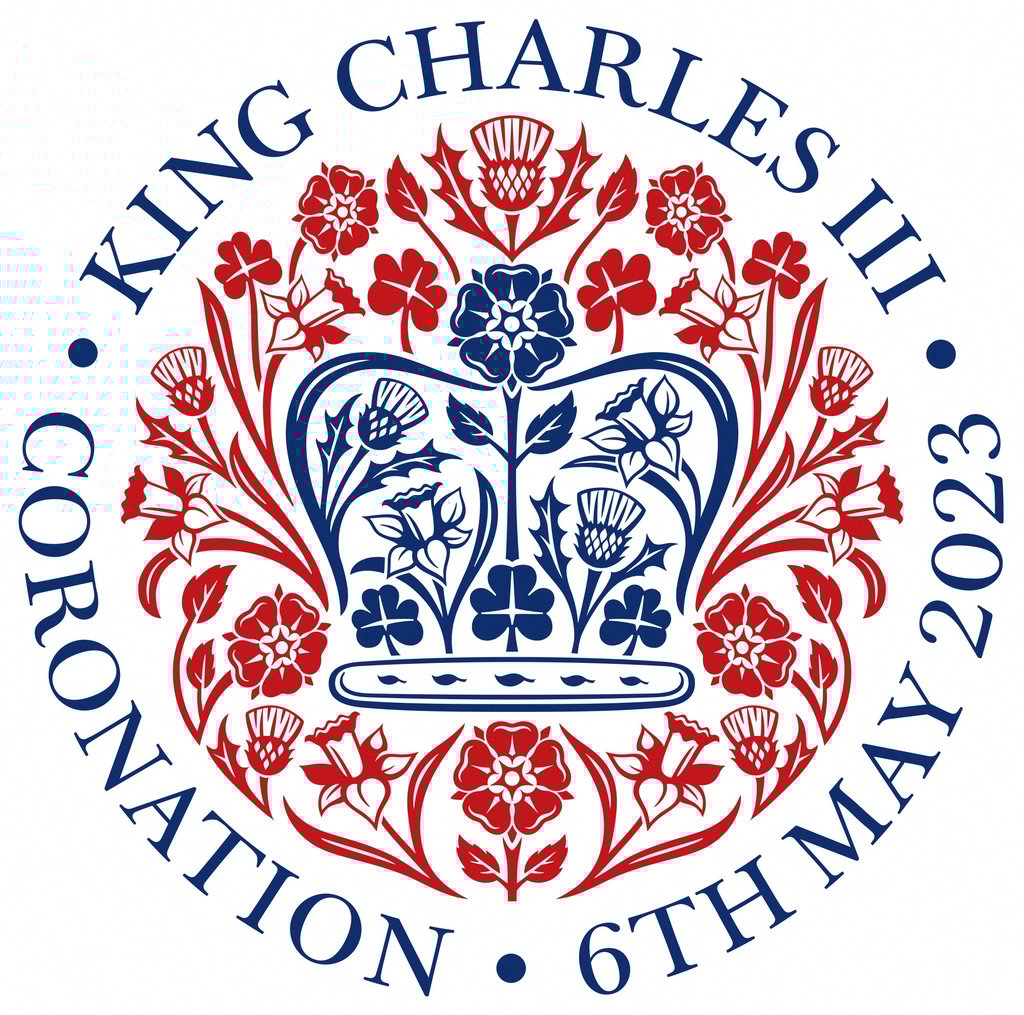 The official emblem of the coronation of King Charles, created by Jony Ive. Image: Buckingham Palace handout via Reuters