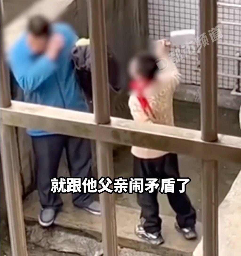 The shocking moment when the boy threatens his father with a meat cleaver. Photo: Weibo The shocking moment when the boy threatens his father with a meat cleaver. Photo: Weibo