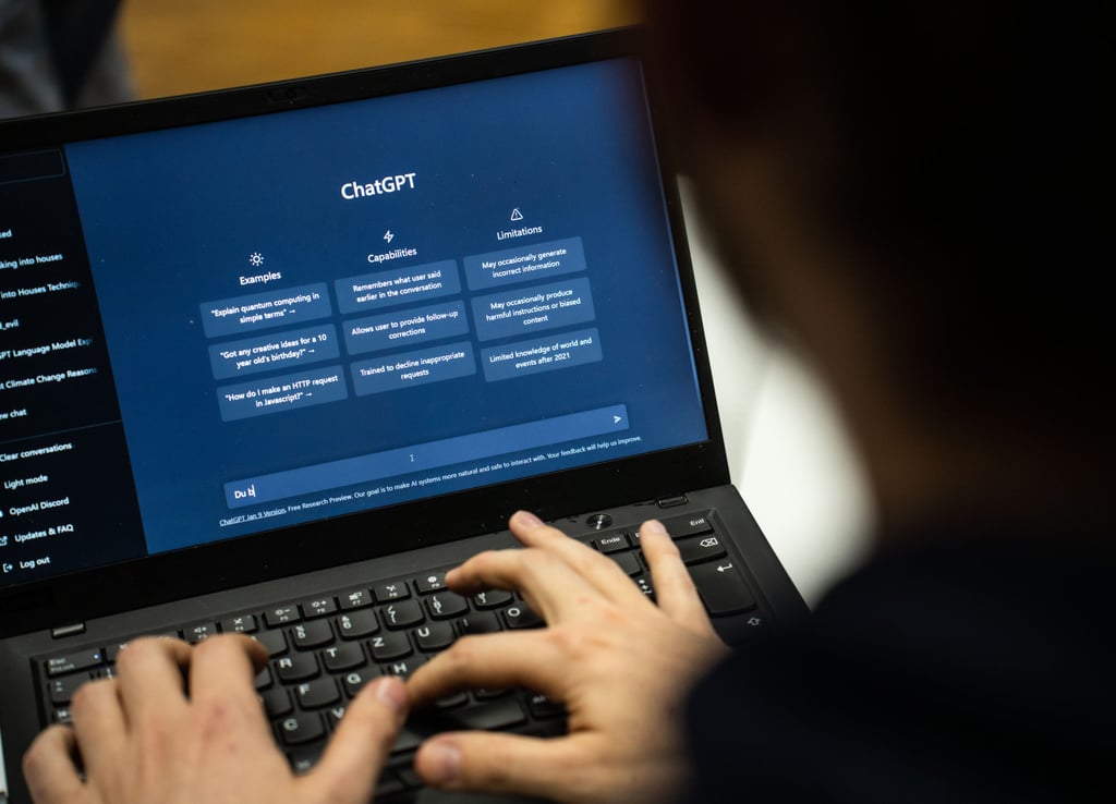 A person uses ChatGPT, an advanced artificial intelligence chatbot developed by American tech start-up OpenAI. Photo: dpa A person uses ChatGPT, an advanced artificial intelligence chatbot developed by American tech start-up OpenAI. Photo: dpa