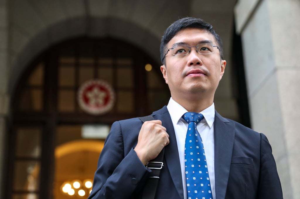 Au Nok-hin, who is giving evidence for the prosecution at the the trial of 16 opposition figures for subversion. Photo: Nora Tam Au Nok-hin, who is giving evidence for the prosecution at the the trial of 16 opposition figures for subversion. Photo: Nora Tam