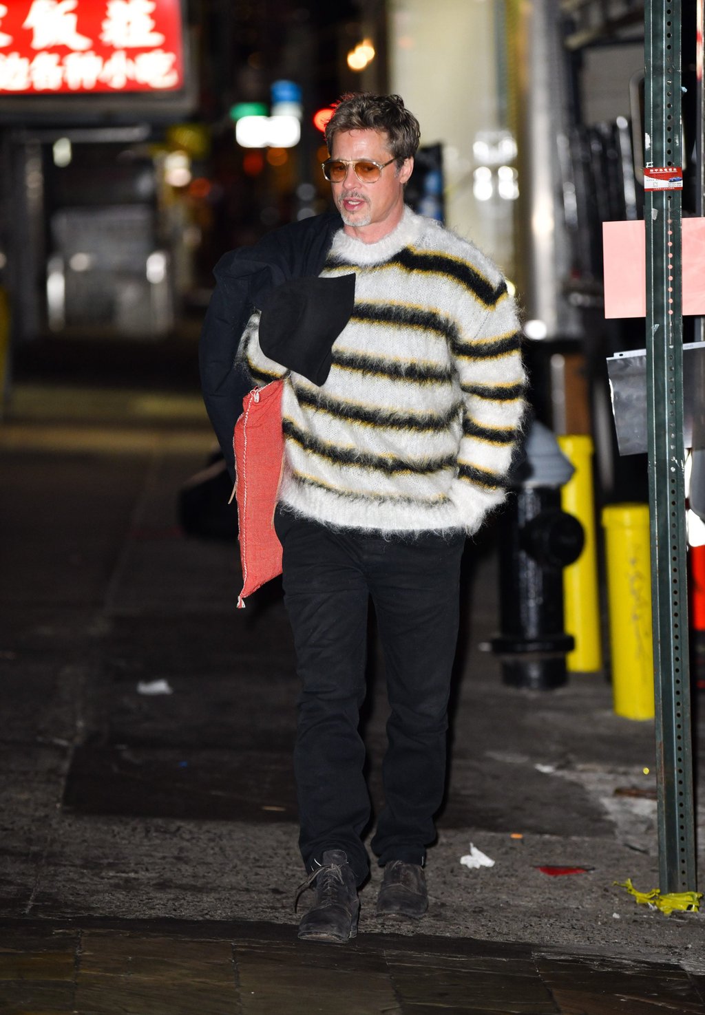 Brad Pitt is seen on the set of Wolves in Chinatown on February 6, in New York City. Photo: GC Images Brad Pitt is seen on the set of Wolves in Chinatown on February 6, in New York City. Photo: GC Images
