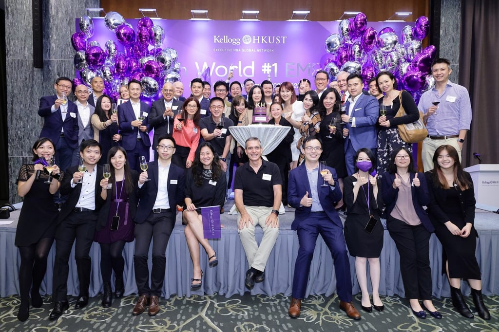 Students of Kellogg-HKUST EMBA programme celebrate its success in November after it was rated No 1 in the world for the 11th time in the 2022 Financial Times EMBA ranking. Students of Kellogg-HKUST EMBA programme celebrate its success in November after it was rated No 1 in the world for the 11th time in the 2022 Financial Times EMBA ranking.