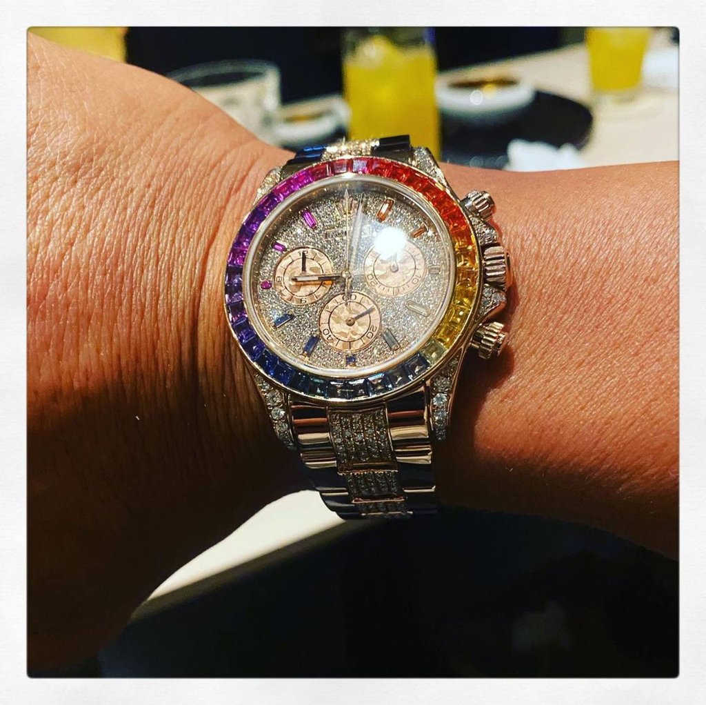 Choo Sung-hoon wearing his Rolex Daytona Rainbow. Photo: @akiyamachoo/Instagram