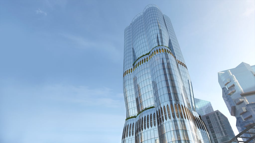 A rendering of The Henderson, under construction in Hong Kong’s central business district and designed by Zaha Hadid Architects. Image: Cosmoscube A rendering of The Henderson, under construction in Hong Kong’s central business district and designed by Zaha Hadid Architects. Image: Cosmoscube