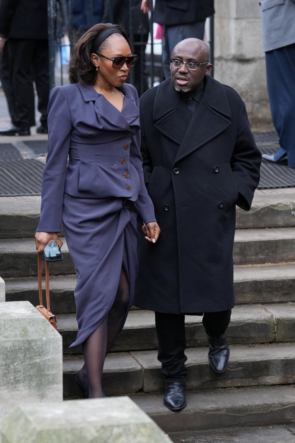 Vanessa Kingori and Edward Enninful attend the memorial for fashion designer Vivienne Westwood in London, Britain, on February 16. Photo: Reuters