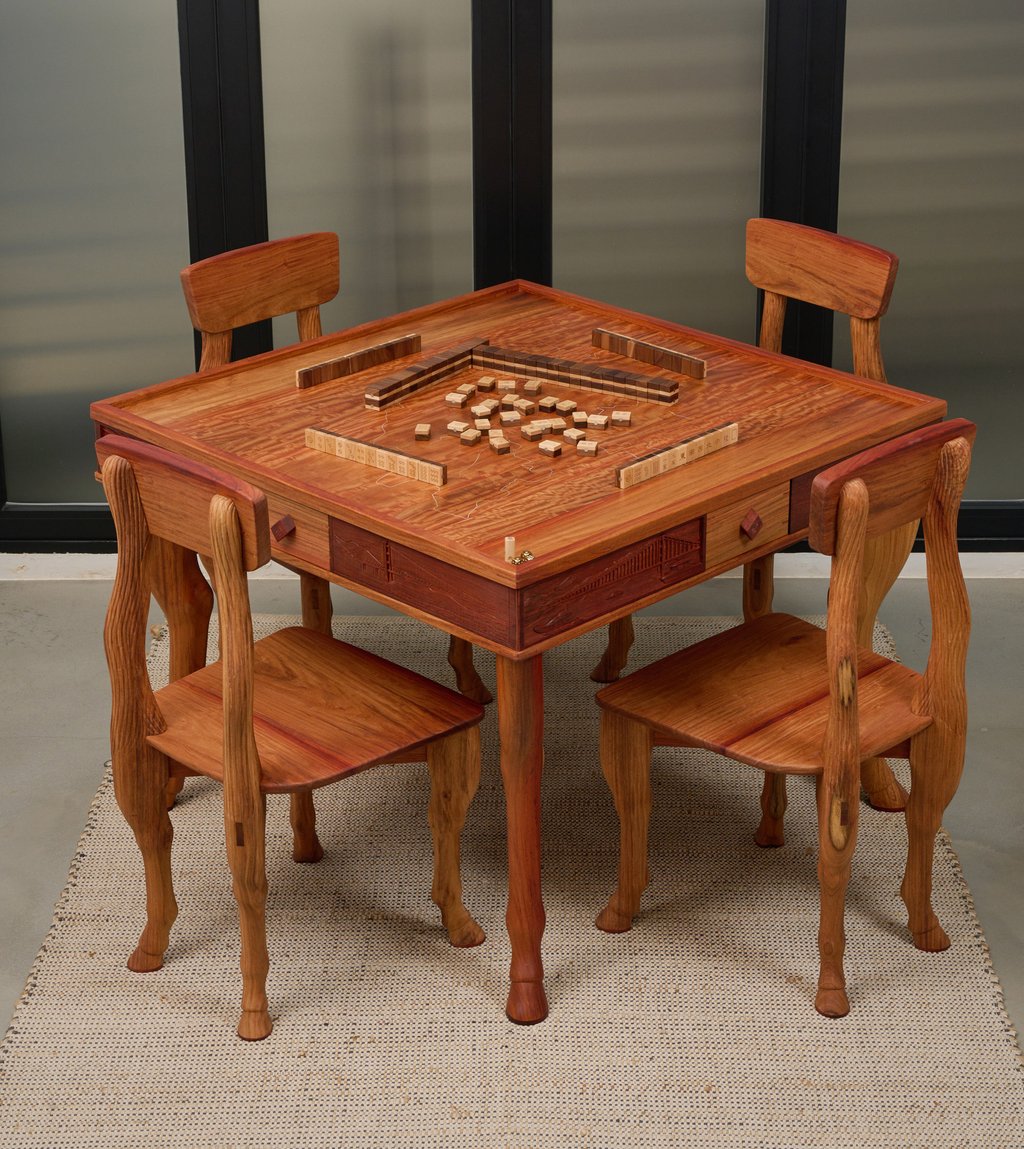 “Arise in Gallops”, by Siu Ping-keung and Ken Chow, is a rosewood mahjong table with four chairs created for Crafts on Peel’s exhibition “Hearts & Hands”.