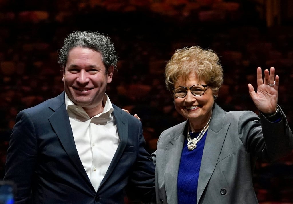Dudamel with New York Philharmonic CEO Deborah Borda at the press conference. Photo: AFP