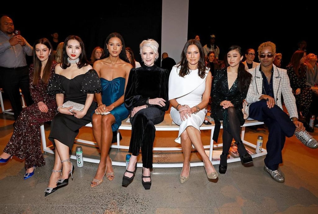 Maye Musk sat next to Real Housewives star Meredith Marks at Badgley Mischka’s NYFW event. Photo: @mayemusk/Instagram
