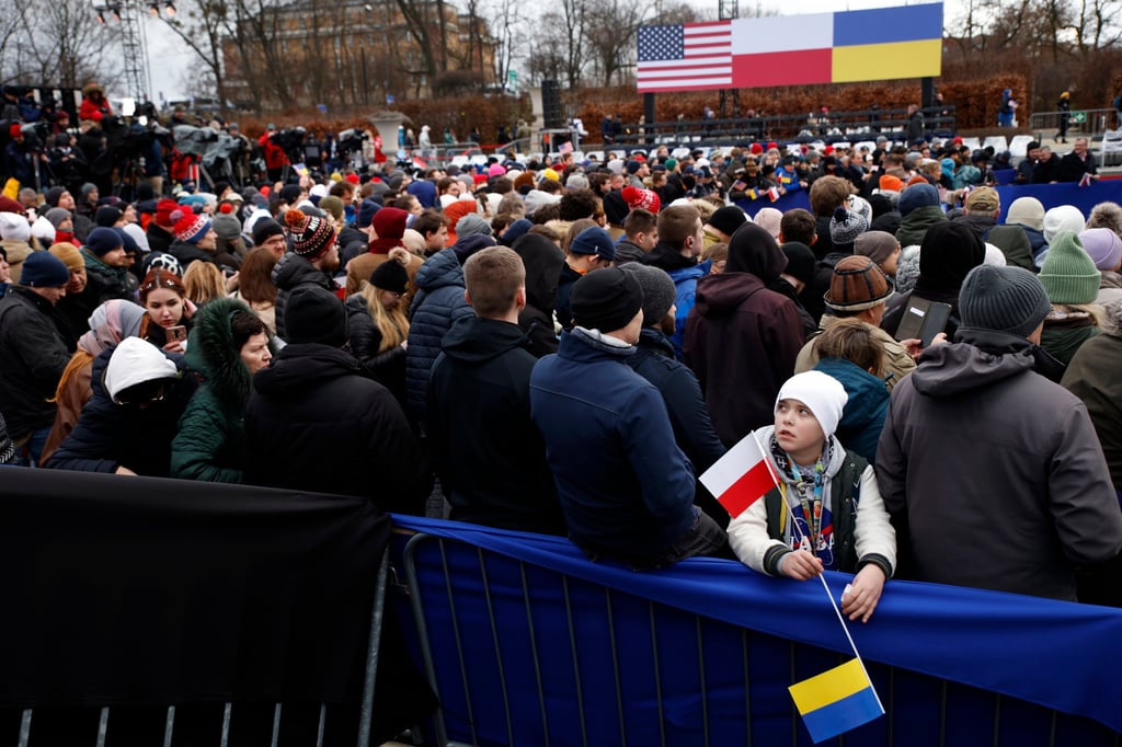 The crowd gathering for Biden’s speech in Warsaw on Tuesday. Photo: AP The crowd gathering for Biden’s speech in Warsaw on Tuesday. Photo: AP