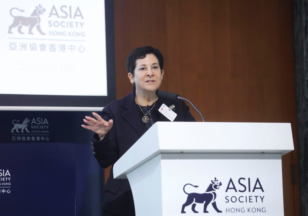Ruth Shapiro, co-founder and CEO of the Centre for Asian Philanthropy and Society, speaks at an event on charity in Admiralty on February 23, 2023. Photo: Xiaomei Chen