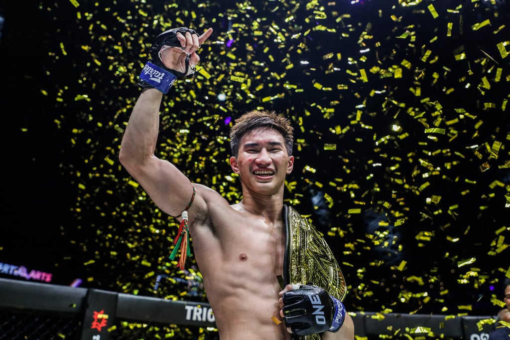 Tawanchai PK. Saenchai celebrates his featherweight Muay Thai title win over Petchmorakot Petchyindee. Photos: ONE Championship.