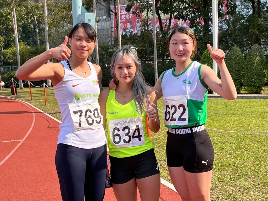 Kong Chun-ki, Chan Pui-kei and Leung Kwan-yi topped the podium at the Hong Kong Athletics Series 1. Photo: Handout