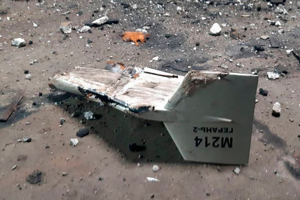 This undated photograph released by the Ukrainian military’s Strategic Communications Directorate shows the wreckage of what Kyiv has described as an Iranian Shahed drone downed near Kupiansk, Ukraine. Photo: AP This undated photograph released by the Ukrainian military’s Strategic Communications Directorate shows the wreckage of what Kyiv has described as an Iranian Shahed drone downed near Kupiansk, Ukraine. Photo: AP