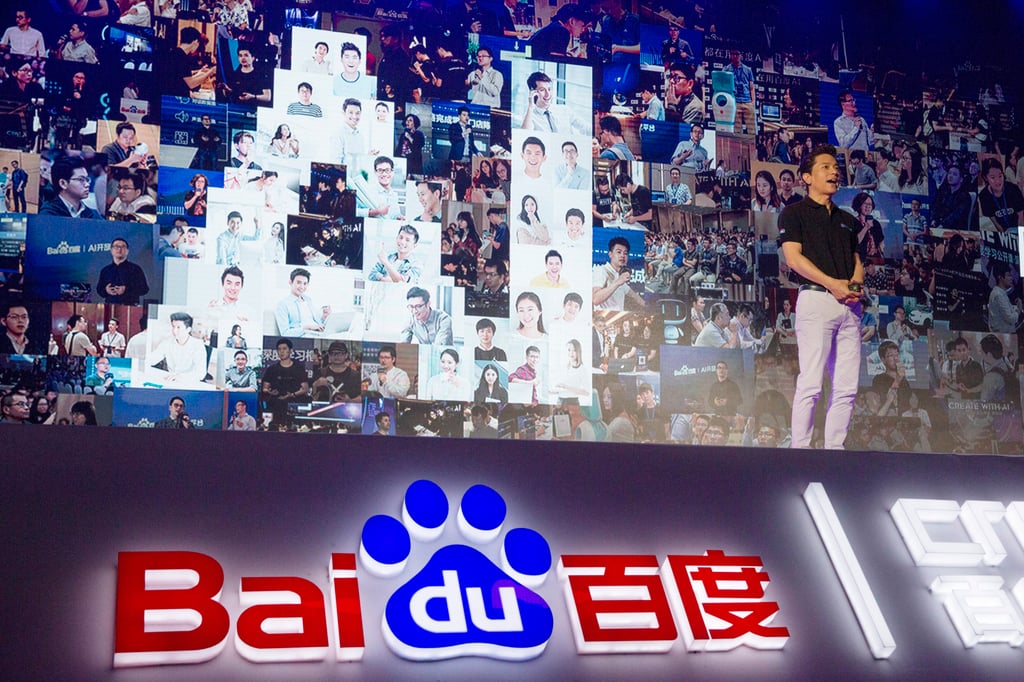 Robin Li, CEO of search giant Baidu, speaks during the Baidu Create 2018 event in Beijing in July 2018. Photo: AP Robin Li, CEO of search giant Baidu, speaks during the Baidu Create 2018 event in Beijing in July 2018. Photo: AP