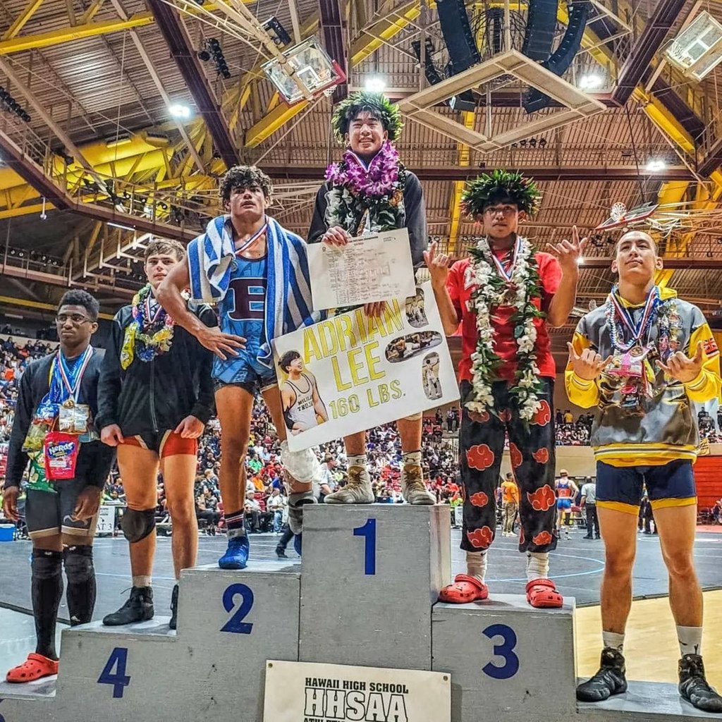 Adrian Lee tops the podium at the Hawaii High School Athletics Association event. Adrian Lee tops the podium at the Hawaii High School Athletics Association event.