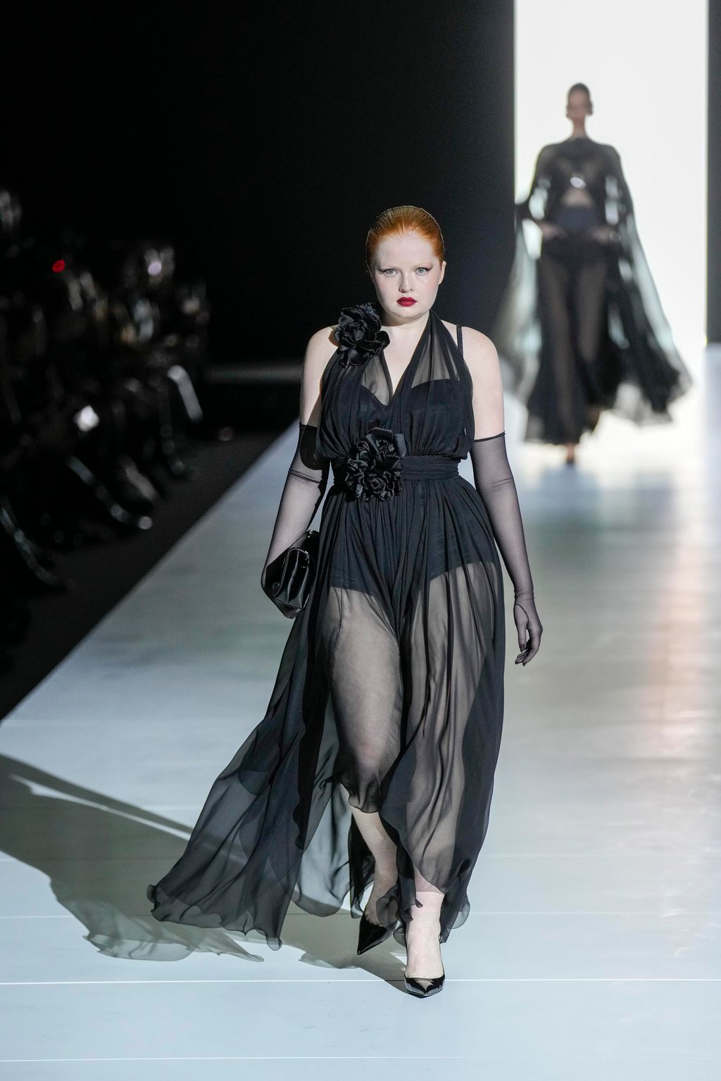 A model wears a sheer creation as part of the Dolce & Gabbana women’s autumn/winter 2023-24 collection presented in Milan, Italy, on February 25. Photo: AP Photo