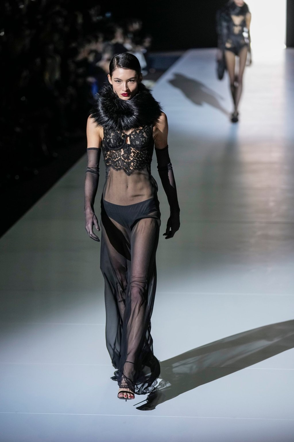A model wears a creation as part of the Dolce & Gabbana women’s autumn/winter 2023-24 collection presented in Milan, Italy, on February 25. Photo: AP