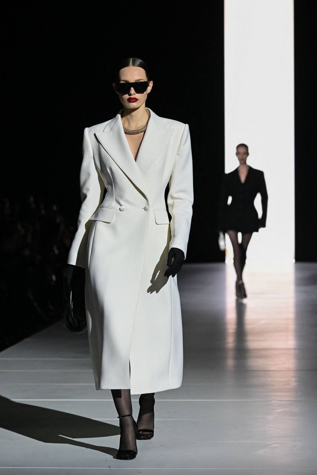 One of the tailored white jackets Dolce & Gabbana presented at Milan Fashion Week. Photo: AFP