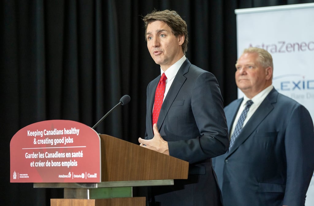 Canadian Prime Minister Justin Trudeau answers questions at an event in Mississauga, Ontario, on Monday. Photo: Canadian Press via AP Canadian Prime Minister Justin Trudeau answers questions at an event in Mississauga, Ontario, on Monday. Photo: Canadian Press via AP