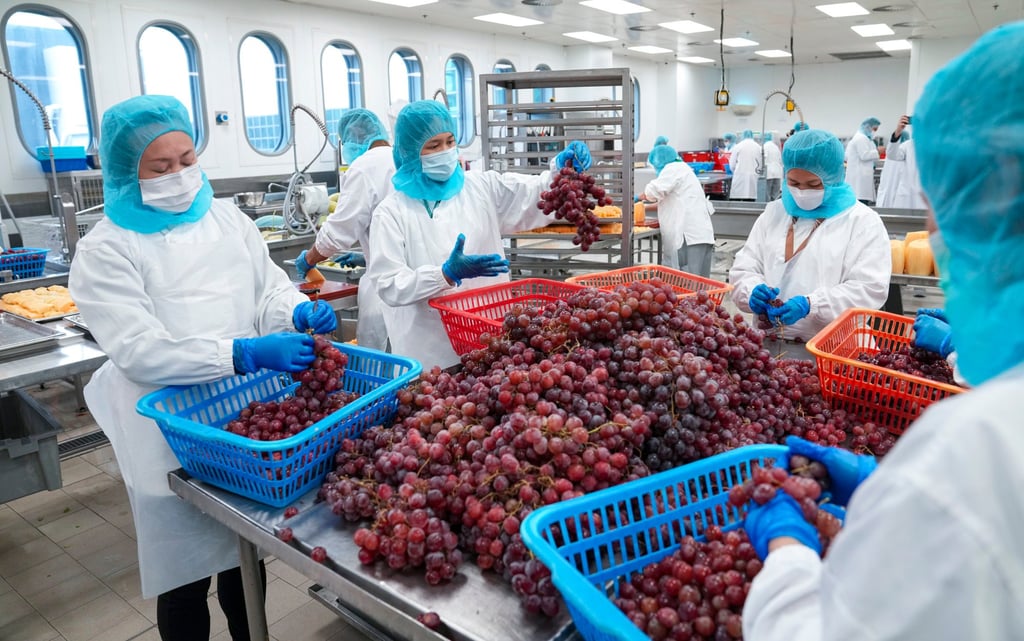 Cathay Pacific’s flight kitchen at Cathay Pacific Catering Services, Chek Lap Kok, Hong Kong. Photo: Sam Tsang