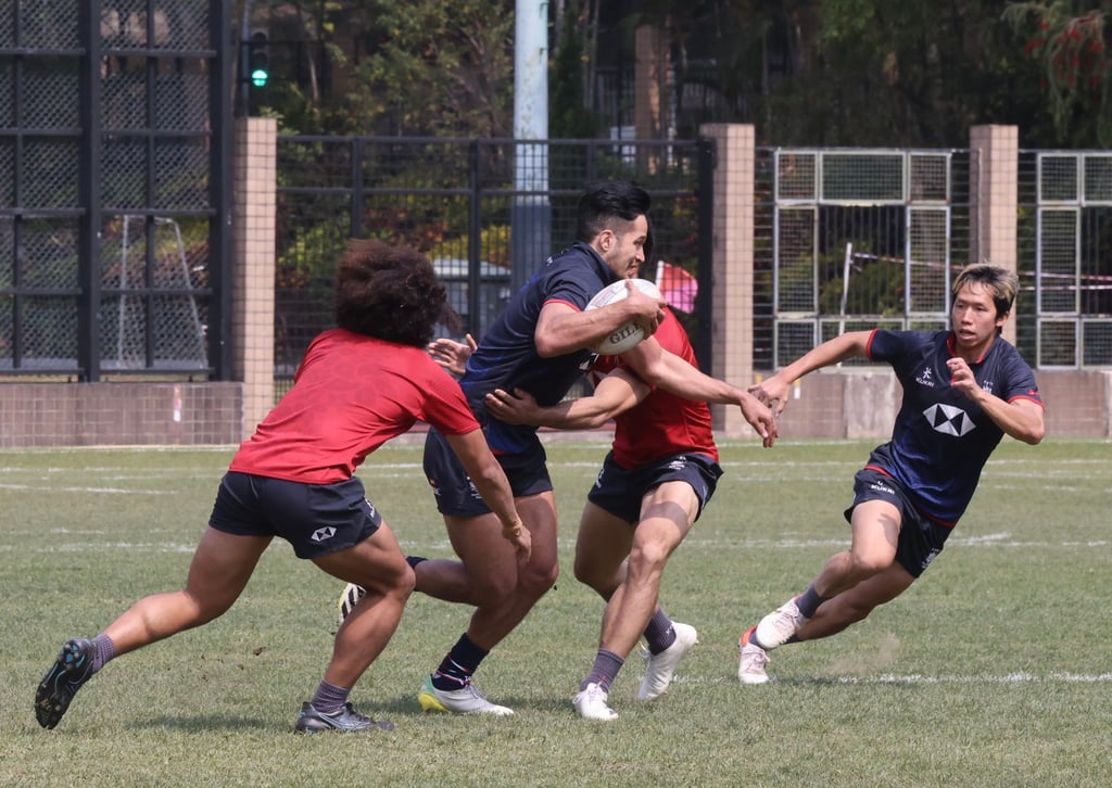 Hong Kong’s men are put their paces during Sevens training at So Kon Po Sports Ground. Photo: Jonathan Wong Hong Kong’s men are put their paces during Sevens training at So Kon Po Sports Ground. Photo: Jonathan Wong