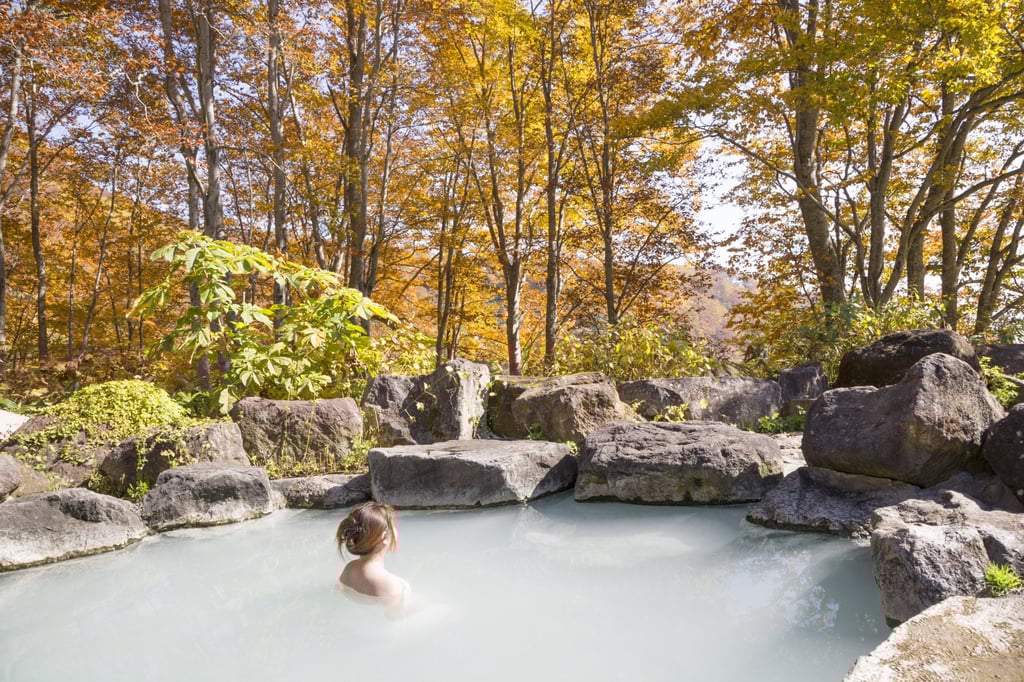 What could be better than bathing in the waters of an onsen under autumn foliage? Photo: Shutterstock
