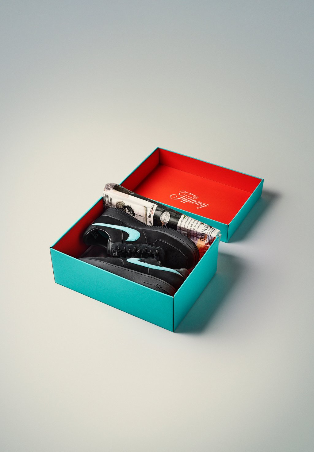 Tiffany & Co. and Nike collaborated for the first time on these shiny sneakers. Photo: Tiffany & Co Tiffany & Co. and Nike collaborated for the first time on these shiny sneakers. Photo: Tiffany & Co