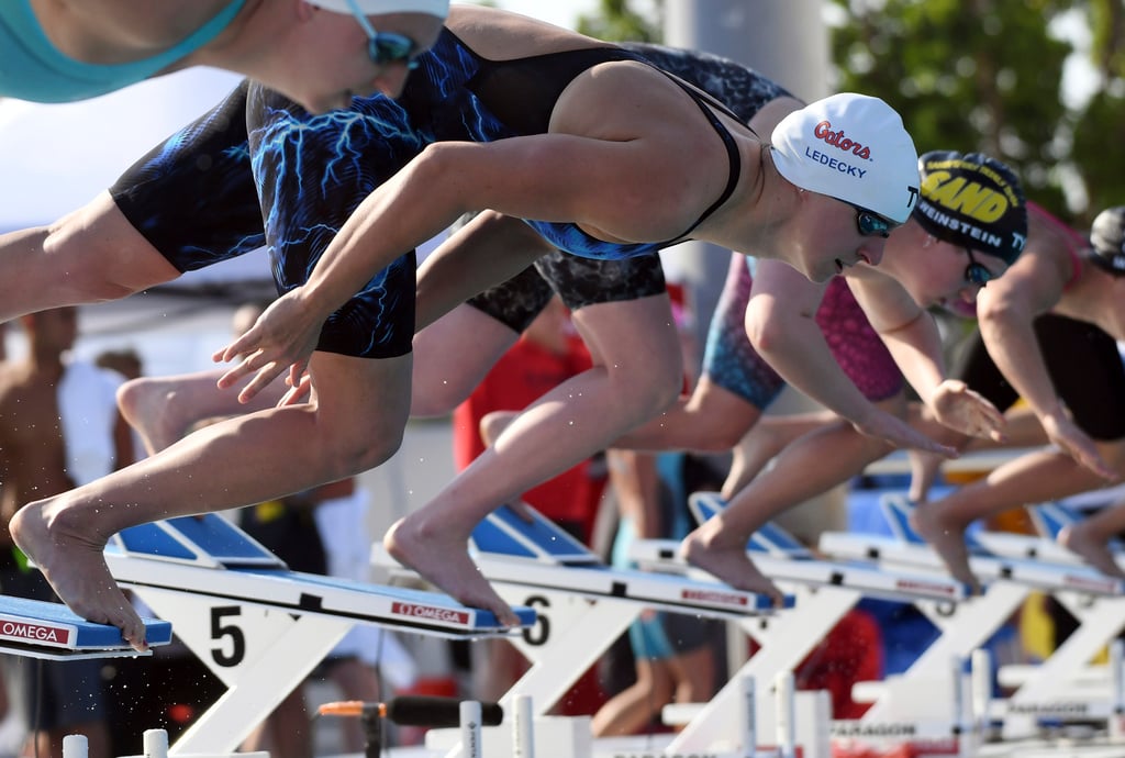 Olympic champion Katie Ledecky starts her 200m freestyle heat at the Pro Swim Series. Photo: AP