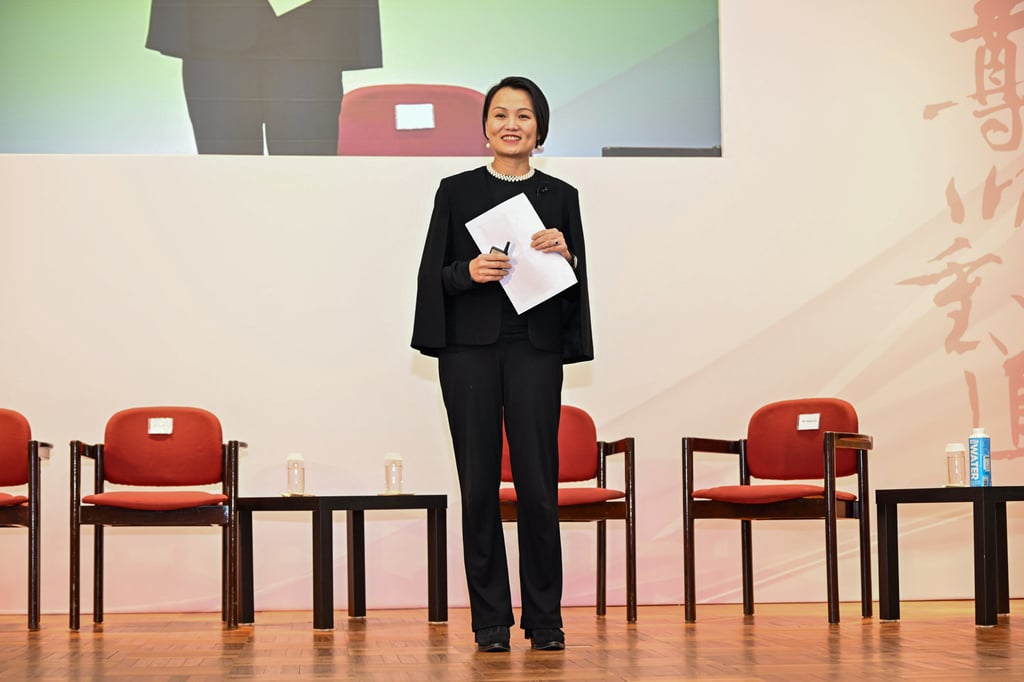 Joey Wat, CEO of Yum China Holdings, lectures at Hong Kong University’s Business School on February 20, 2023. Photo: Handout Joey Wat, CEO of Yum China Holdings, lectures at Hong Kong University’s Business School on February 20, 2023. Photo: Handout
