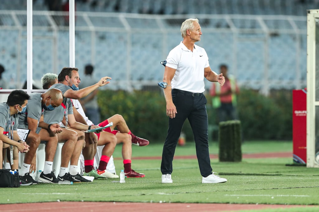 Hong Kong football boss Jorn Andersen watches on against India in Kolkata. Photo: Handout Hong Kong football boss Jorn Andersen watches on against India in Kolkata. Photo: Handout