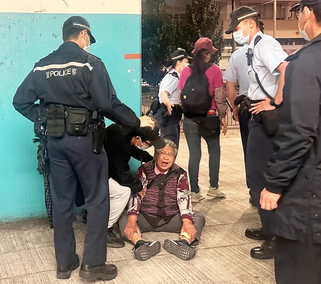 Chan Tak-ching, 90, was left shaken by the Monday night incident. Photo: Natalie Wong Chan Tak-ching, 90, was left shaken by the Monday night incident. Photo: Natalie Wong