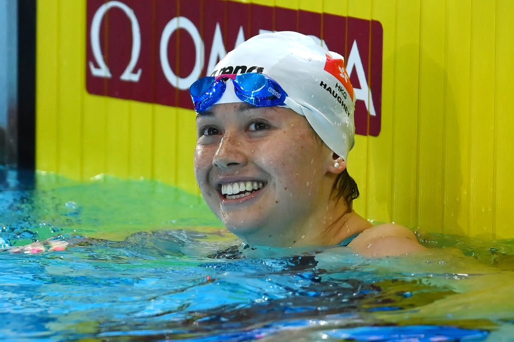Siobhan Haughey of Hong Kong celebrates winning gold in the women’s 200m freestyle final on day six of the 2022 FINA World Short Course Swimming Championships at Melbourne Sports and Aquatic Centre. oPhoto: Getty Images